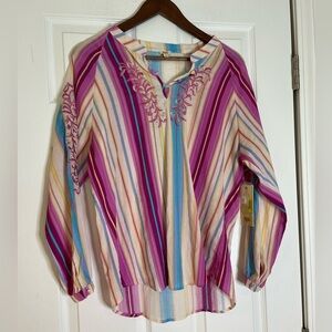 REBA NWT striped embroidered blouse - Large